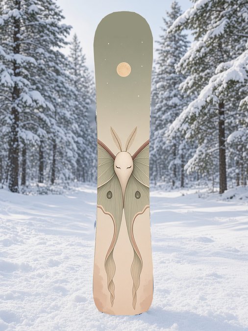 Muted Luna Moth Spirit snowboard wrap, Mythic collection