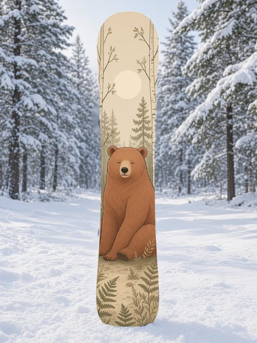 Oat Bear Spirit snowboard wrap, Mythic collection