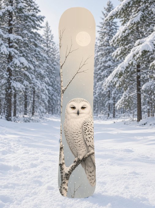 Snow Owl Spirit snowboard wrap, Mythic collection