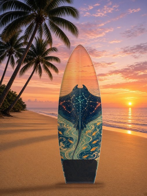 Manta Constellation on the beach, Mythic Water collection