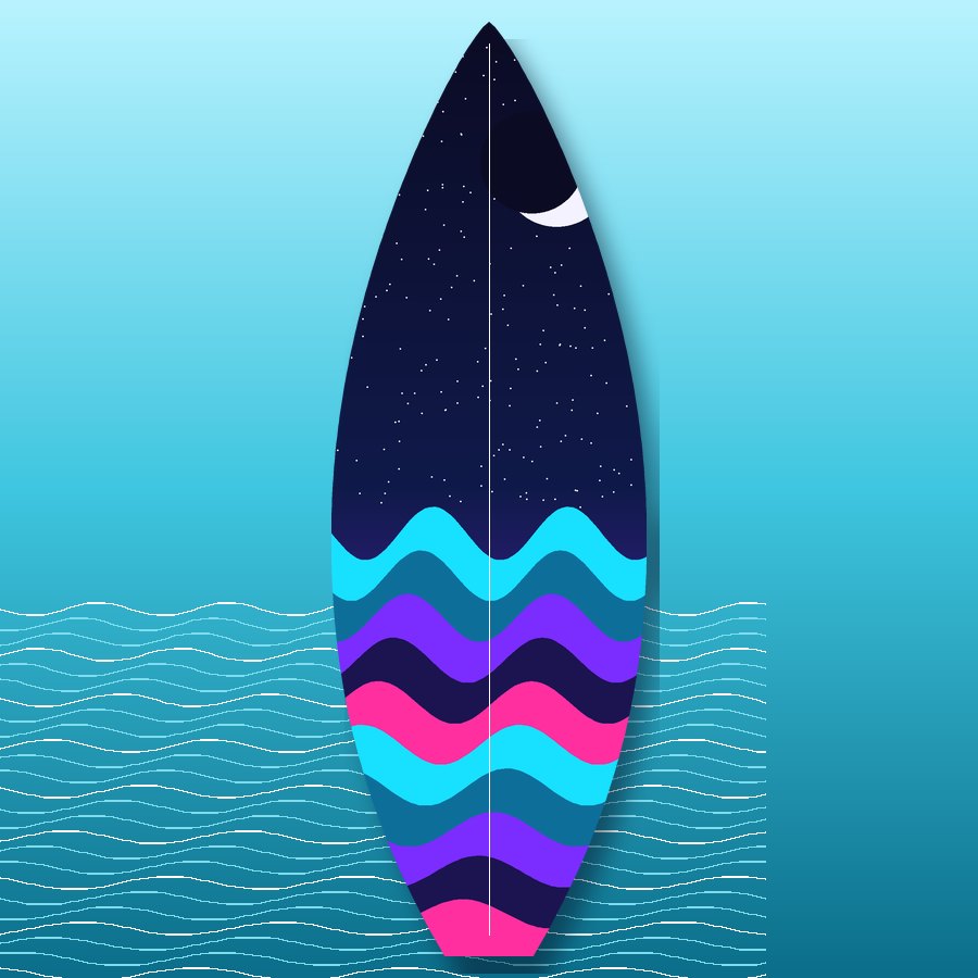 Night Surf surfboard wrap