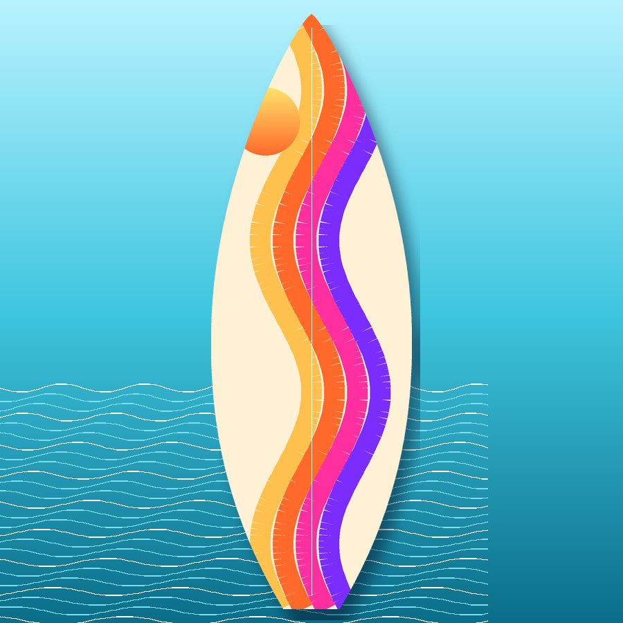 Retro Beach surfboard wrap