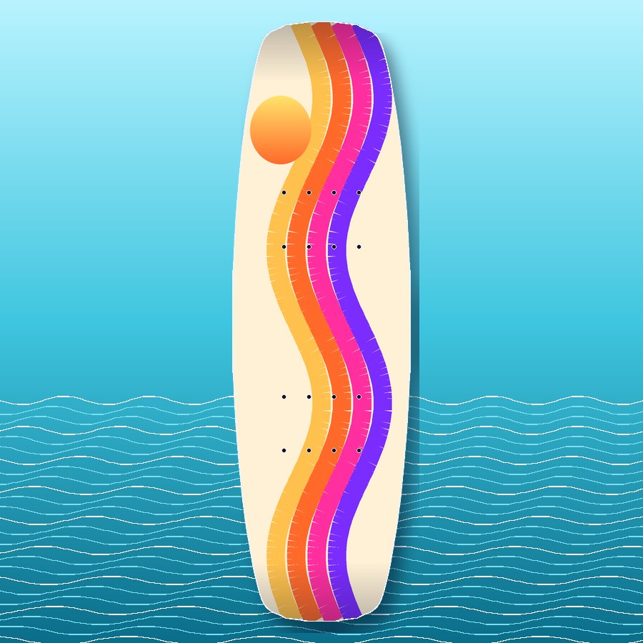 Retro Beach wakeboard wrap