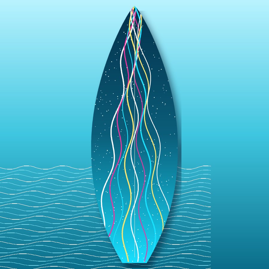 Wake Lines surfboard wrap