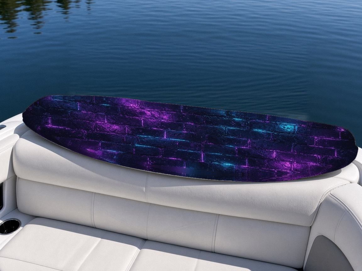 Arcade Alley Glow wakeboard, on the boat wrap, bottom side