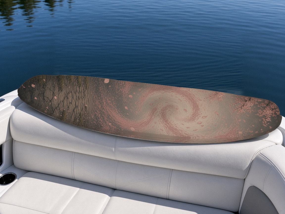 Armor Blossom Storm wakeboard, on the boat wrap, bottom side