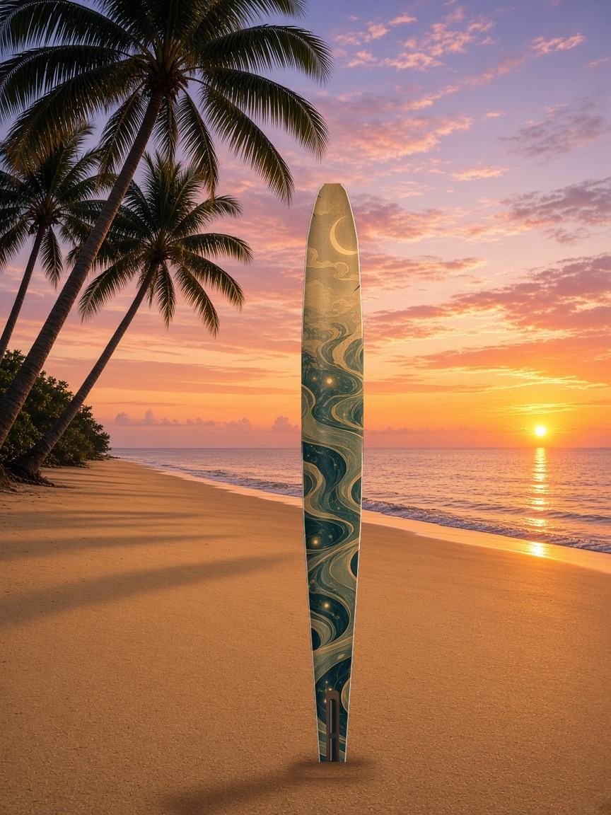Bamboo Lantern Path slalom ski wrap, bottom side