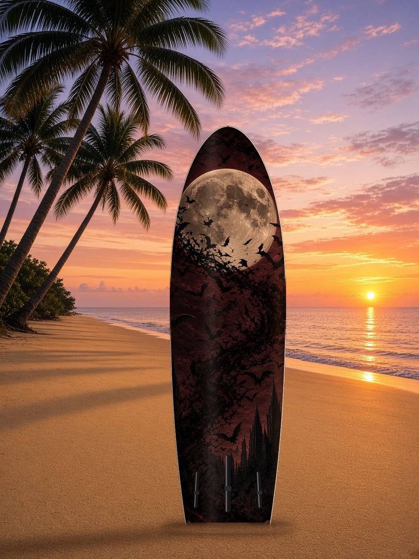 Bat Swarm Crest paddleboard wrap, bottom side