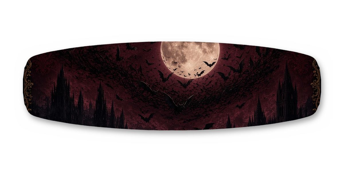 Bat Swarm Crest wakeboard, studio shot wrap, bottom side