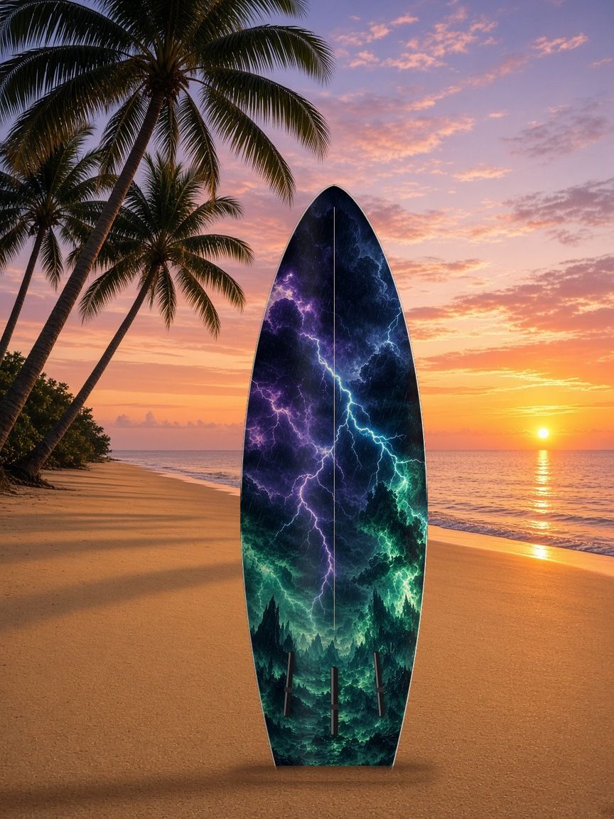Castle Lightning Unhinged surfboard wrap, bottom side