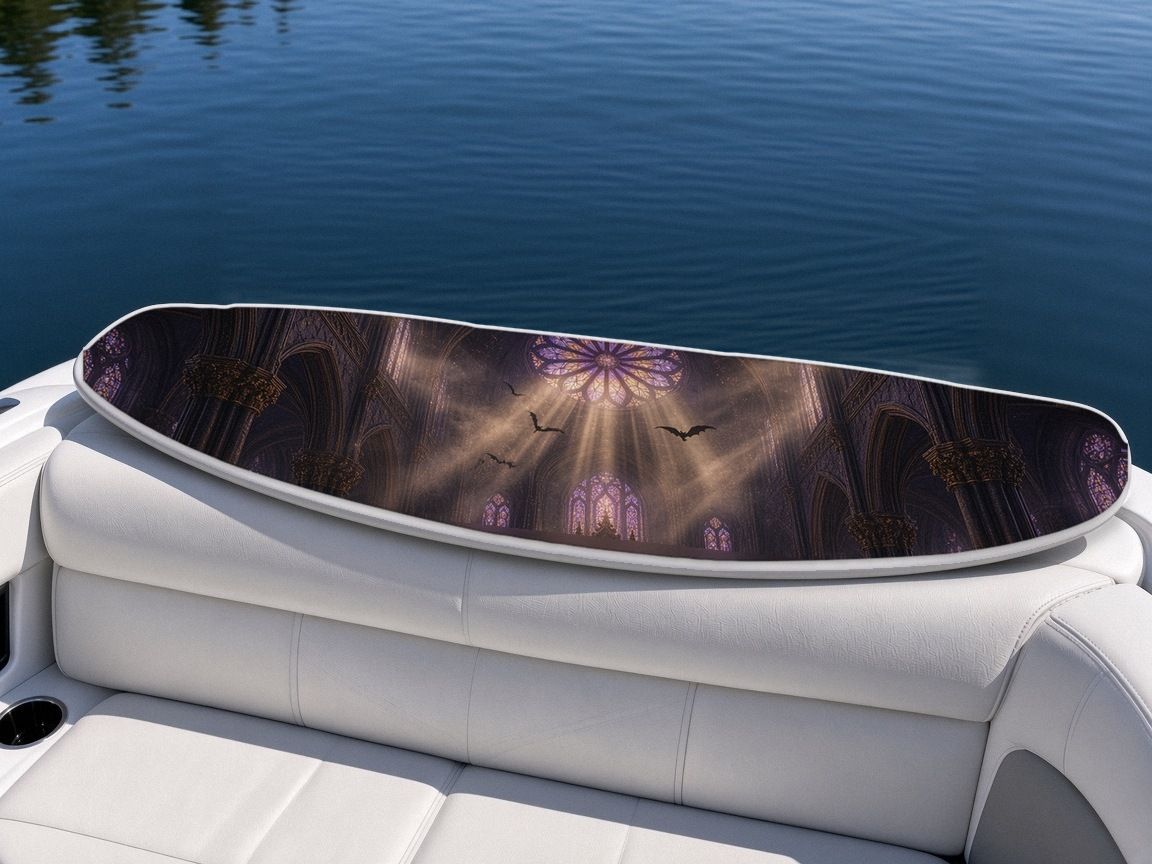 Cathedral Pipe Organ wakeboard, on the boat wrap, bottom side