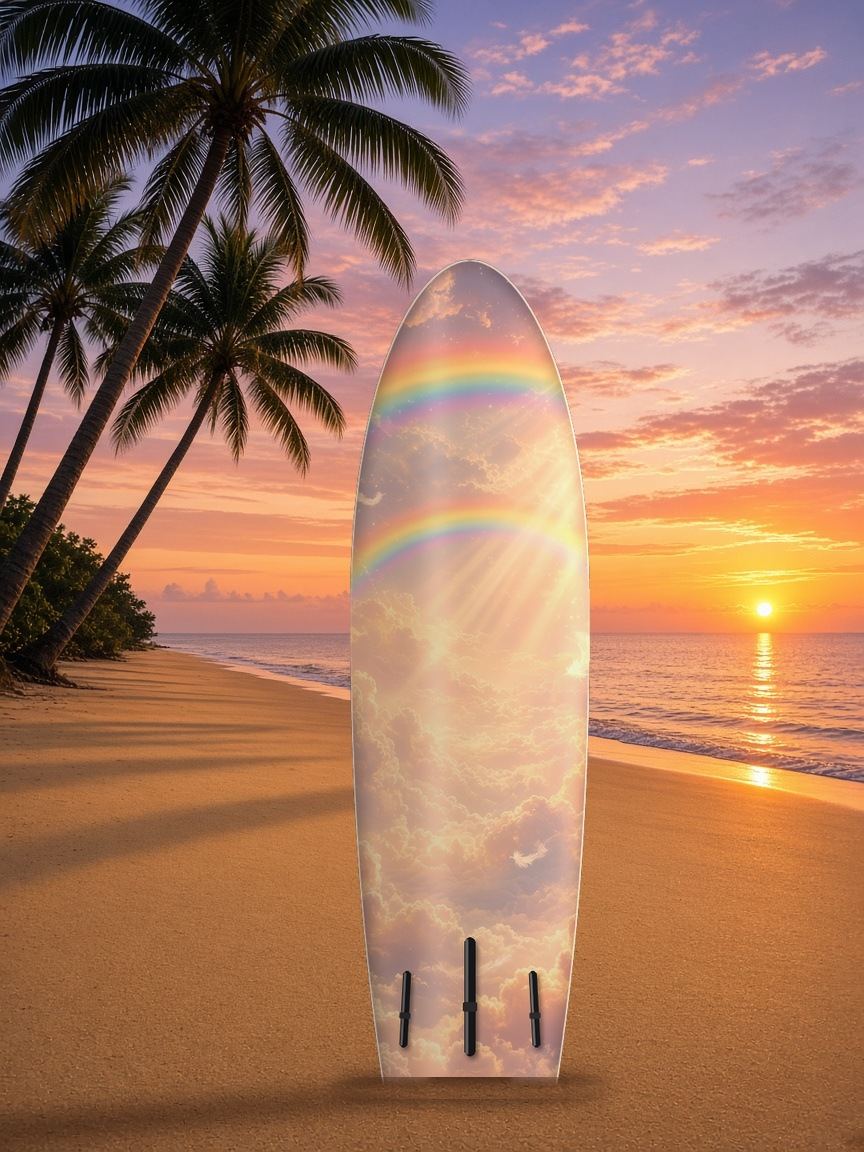 Cloud Castle Pegasus Rainbow paddleboard wrap, bottom side