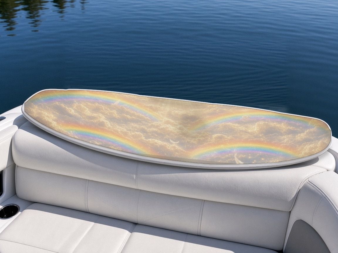 Cloud Castle Pegasus Rainbow wakeboard, on the boat wrap, bottom side