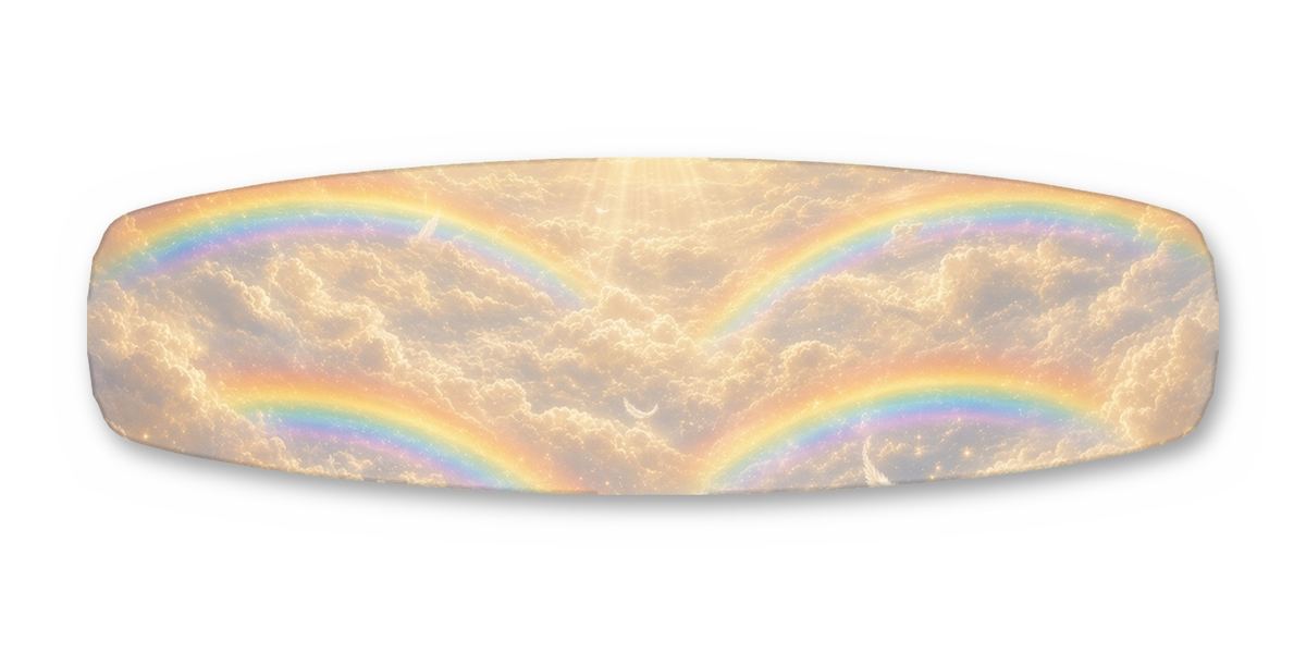 Cloud Castle Pegasus Rainbow wakeboard, studio shot wrap, bottom side