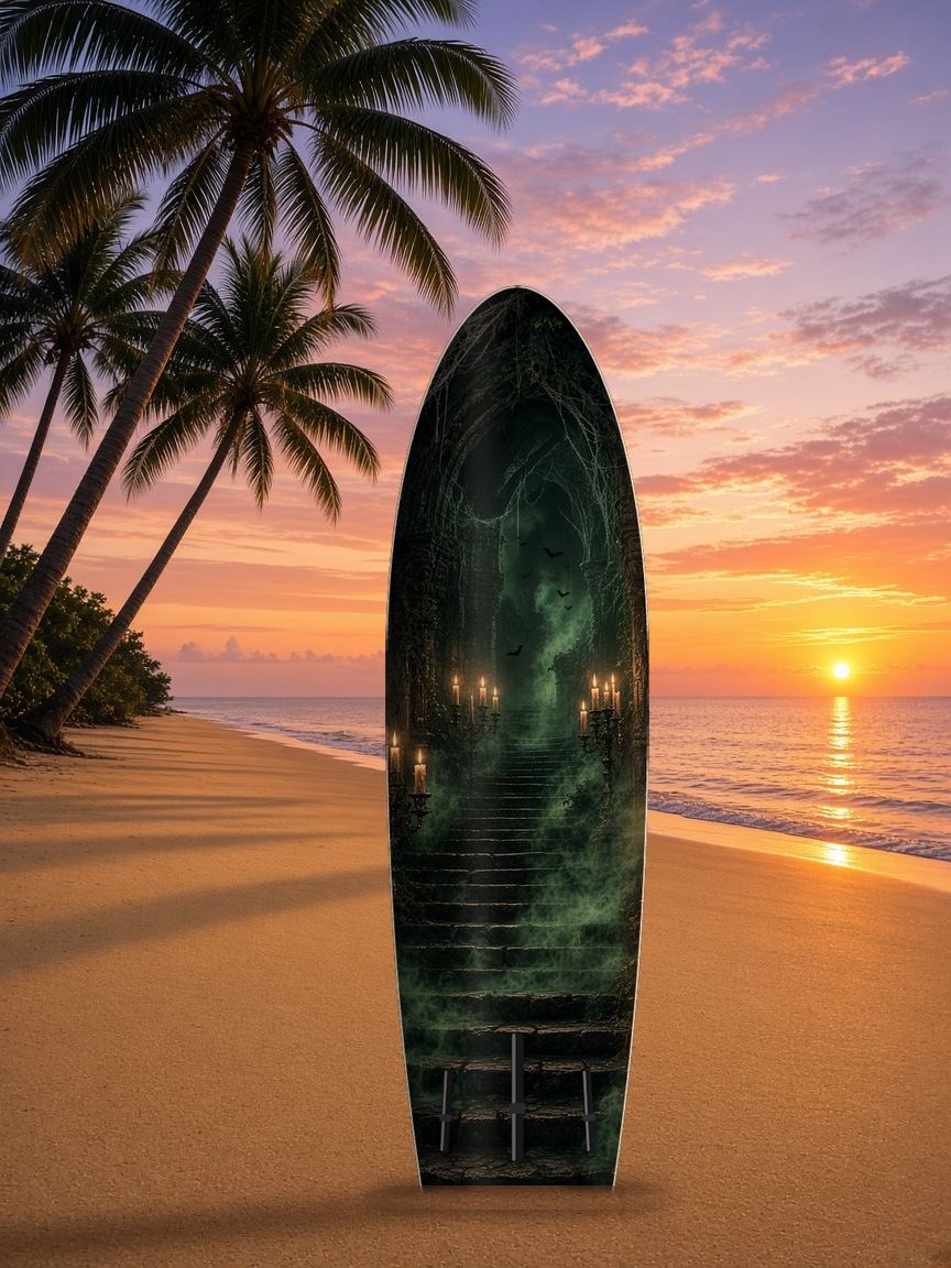 Crypt Coffin Cursed paddleboard wrap, bottom side