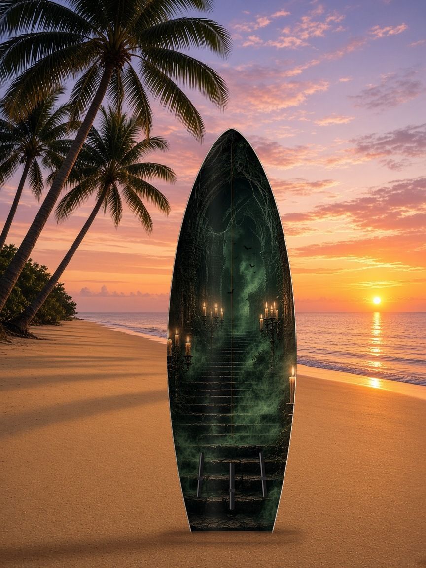 Crypt Coffin Cursed surfboard wrap, bottom side