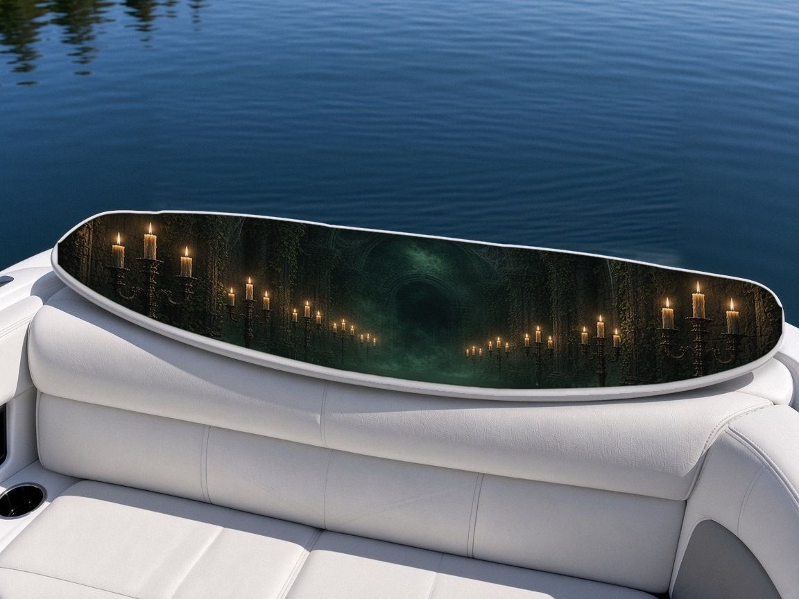 Crypt Coffin Cursed wakeboard, on the boat wrap, bottom side