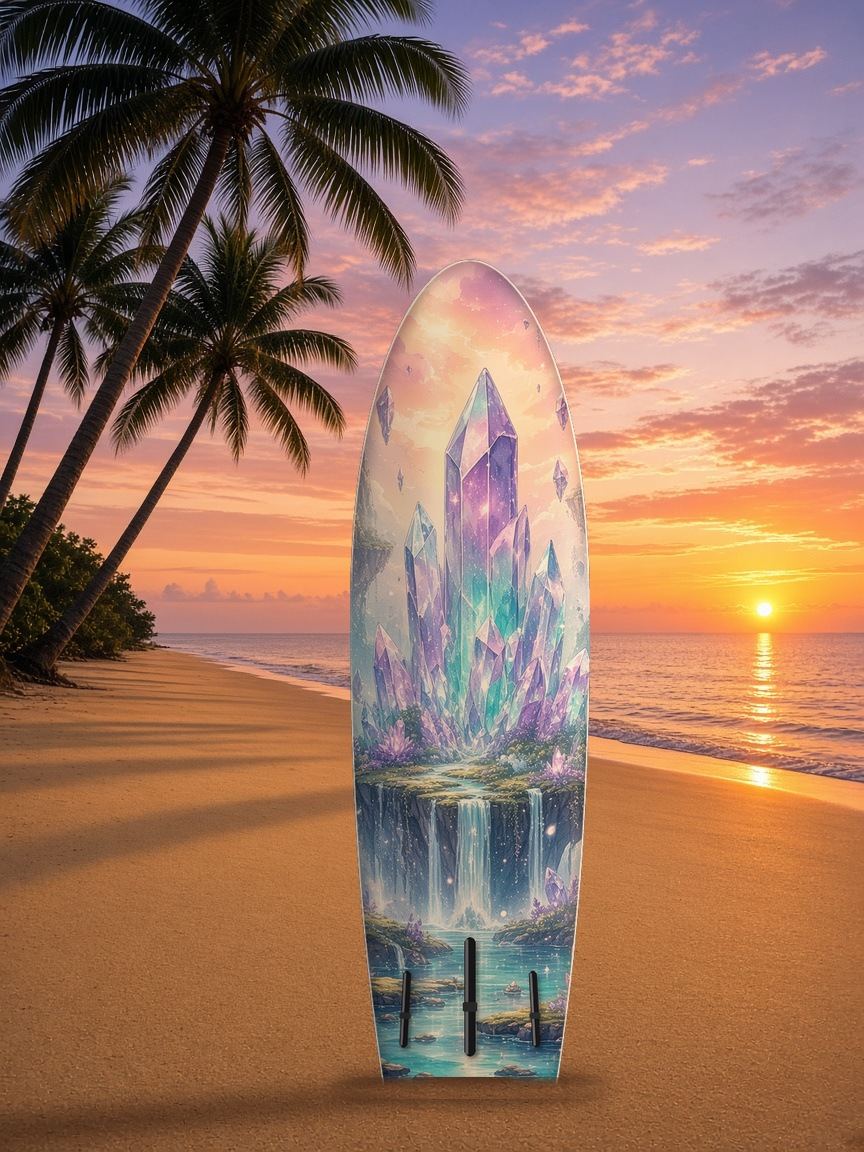 Crystal Citadel Waterfalls paddleboard wrap, bottom side