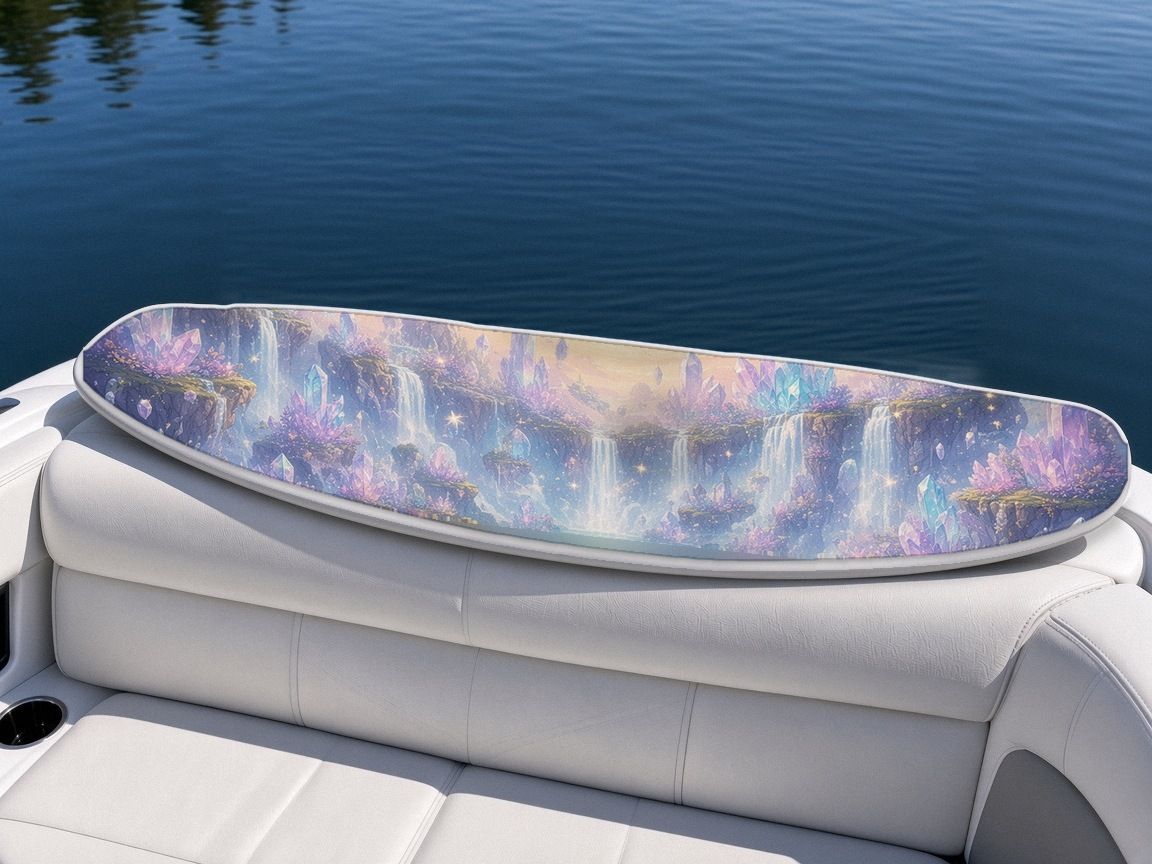 Crystal Citadel Waterfalls wakeboard, on the boat wrap, bottom side