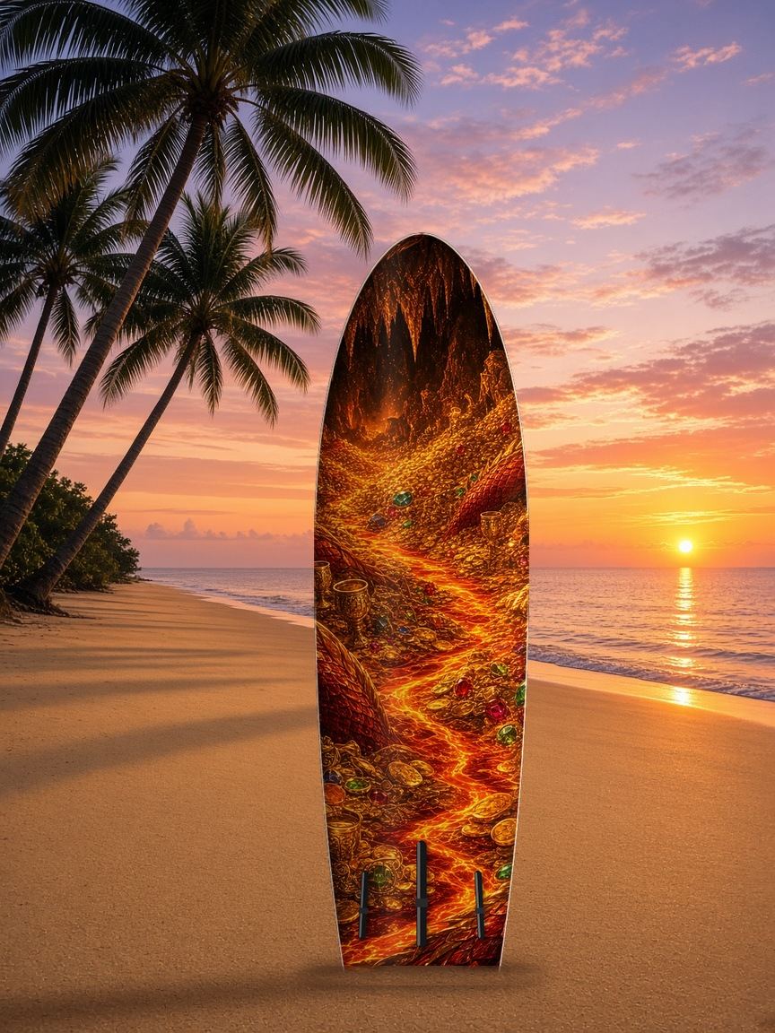 Dragon Hoard Knight Elite paddleboard wrap, bottom side