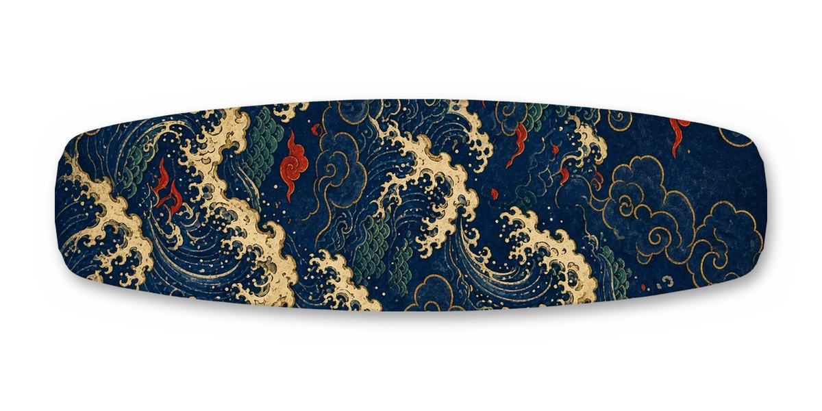 Dragon Over Pagoda wakeboard, studio shot wrap, bottom side