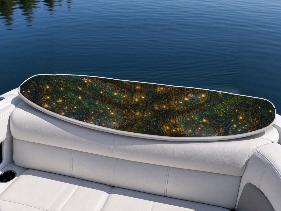 Elven Lantern Forest City wakeboard, on the boat wrap, bottom side