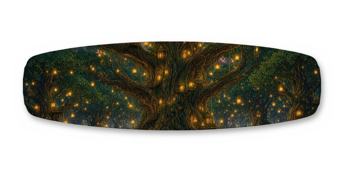 Elven Lantern Forest City wakeboard, studio shot wrap, bottom side
