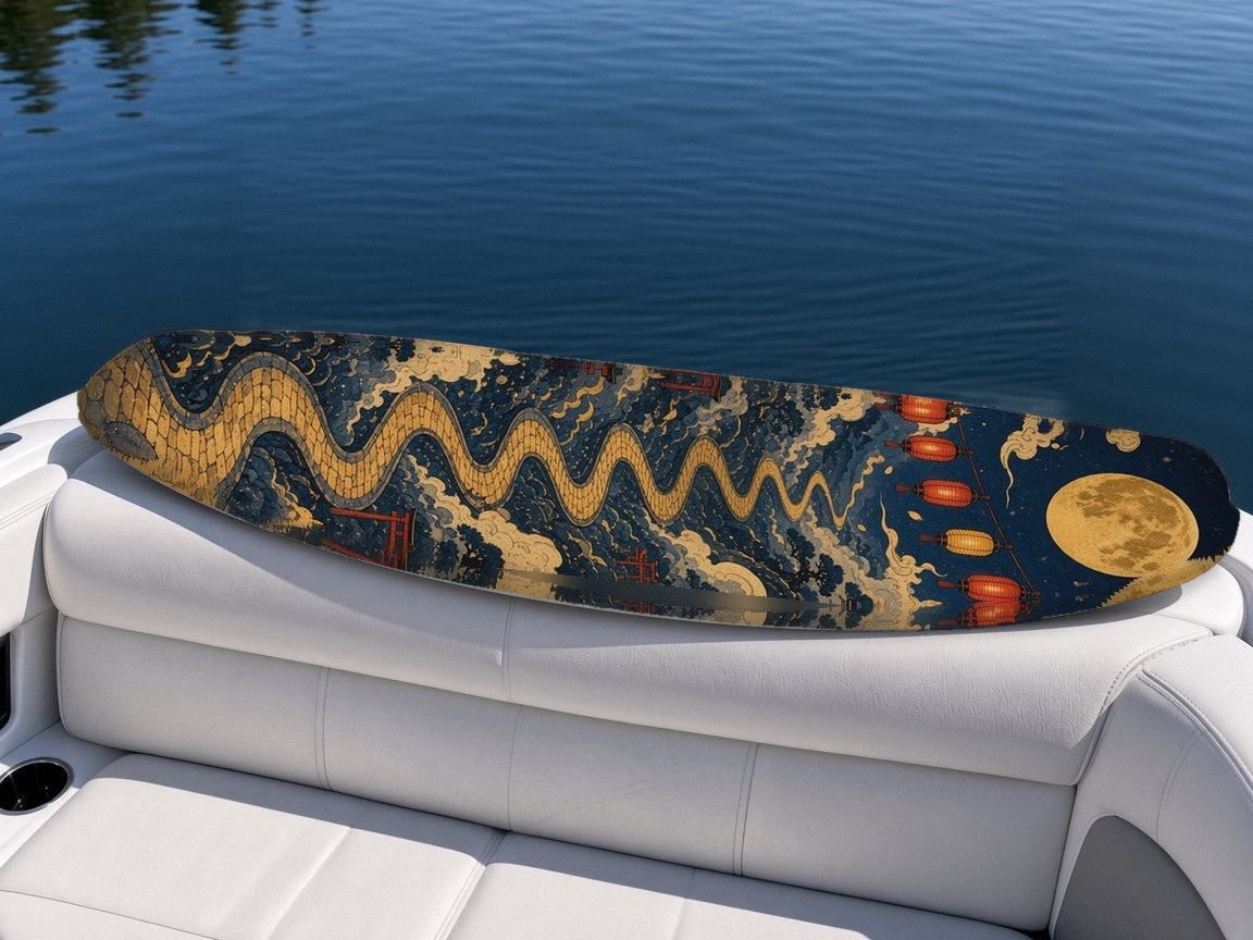 Fox Spirit Festival wakeboard, on the boat wrap, bottom side