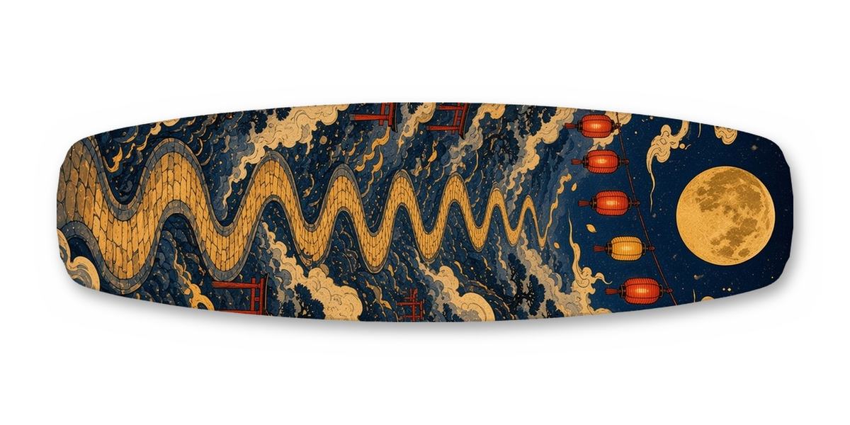 Fox Spirit Festival wakeboard, studio shot wrap, bottom side