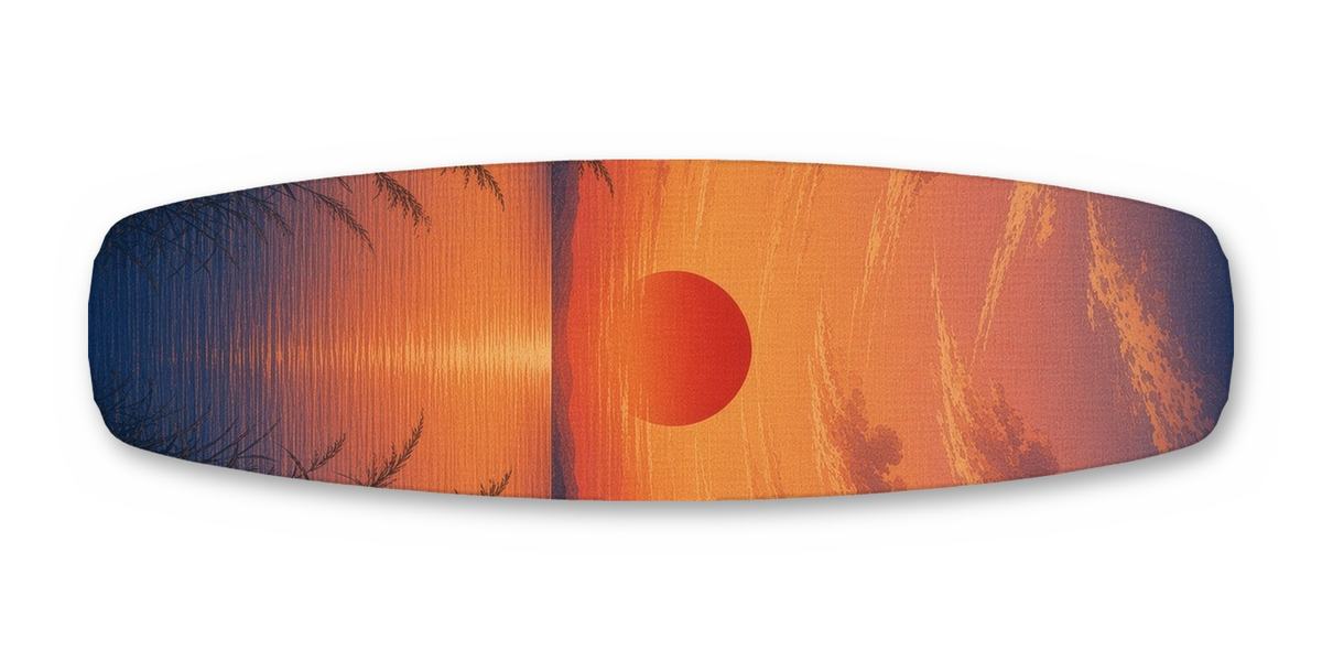 Fuji Sunrise Torii Lake wakeboard, studio shot wrap, bottom side