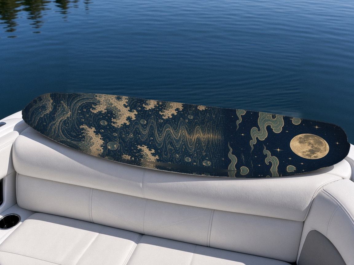 Genbu Moon Waves wakeboard, on the boat wrap, bottom side