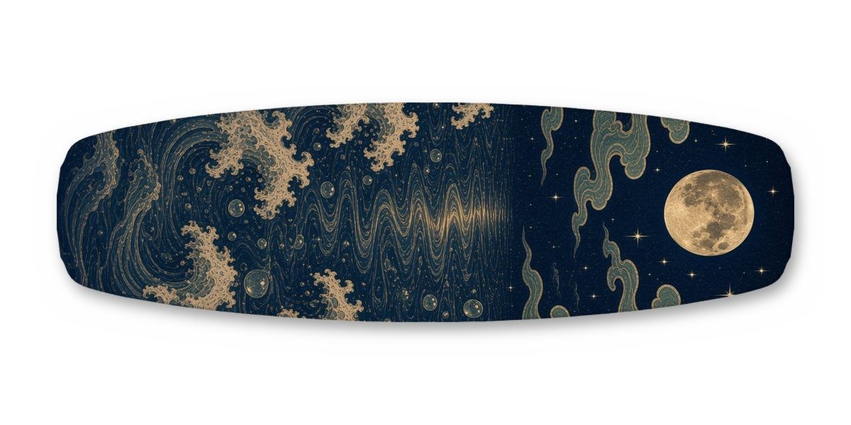 Genbu Moon Waves wakeboard, studio shot wrap, bottom side