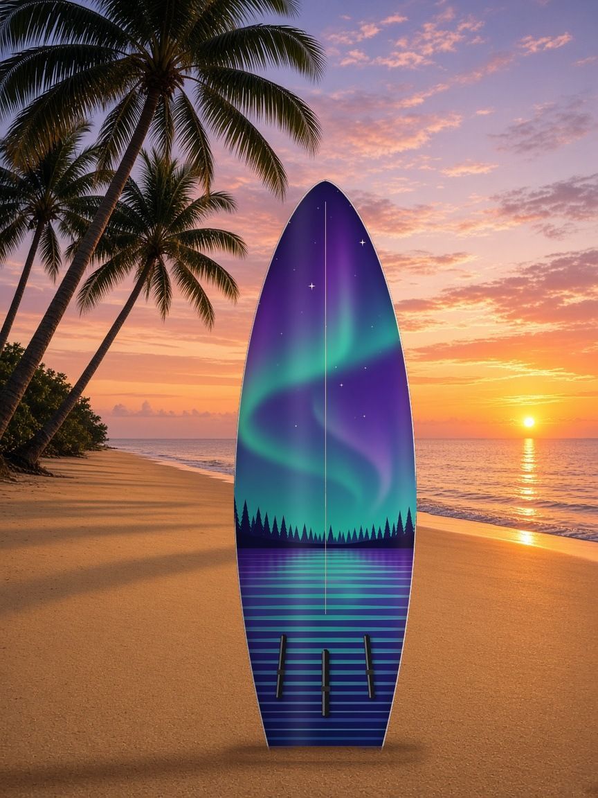 Glass Lake surfboard wrap, bottom side, Summer Water collection