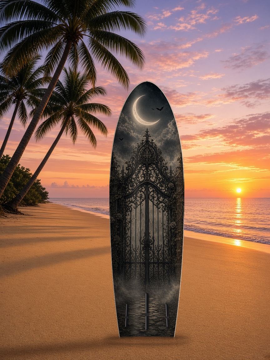 Graveyard Angel Mausoleum paddleboard wrap, bottom side