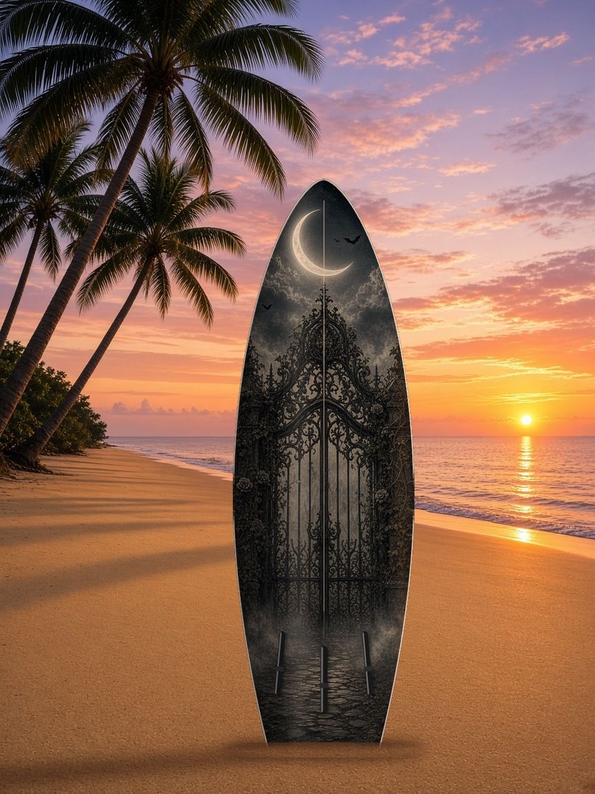 Graveyard Angel Mausoleum surfboard wrap, bottom side