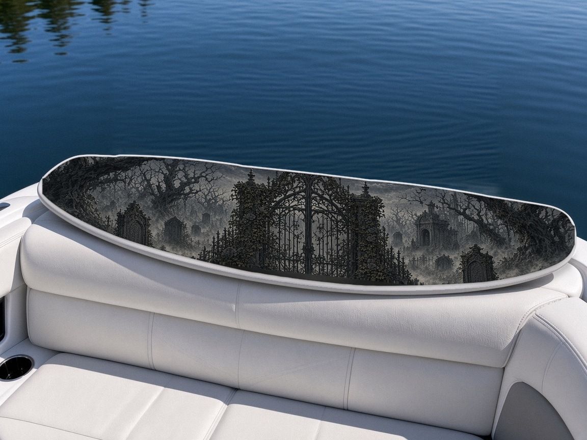 Graveyard Angel Mausoleum wakeboard, on the boat wrap, bottom side