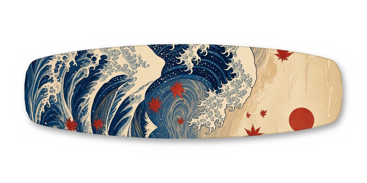 Great Wave Crane wakeboard, studio shot wrap, bottom side