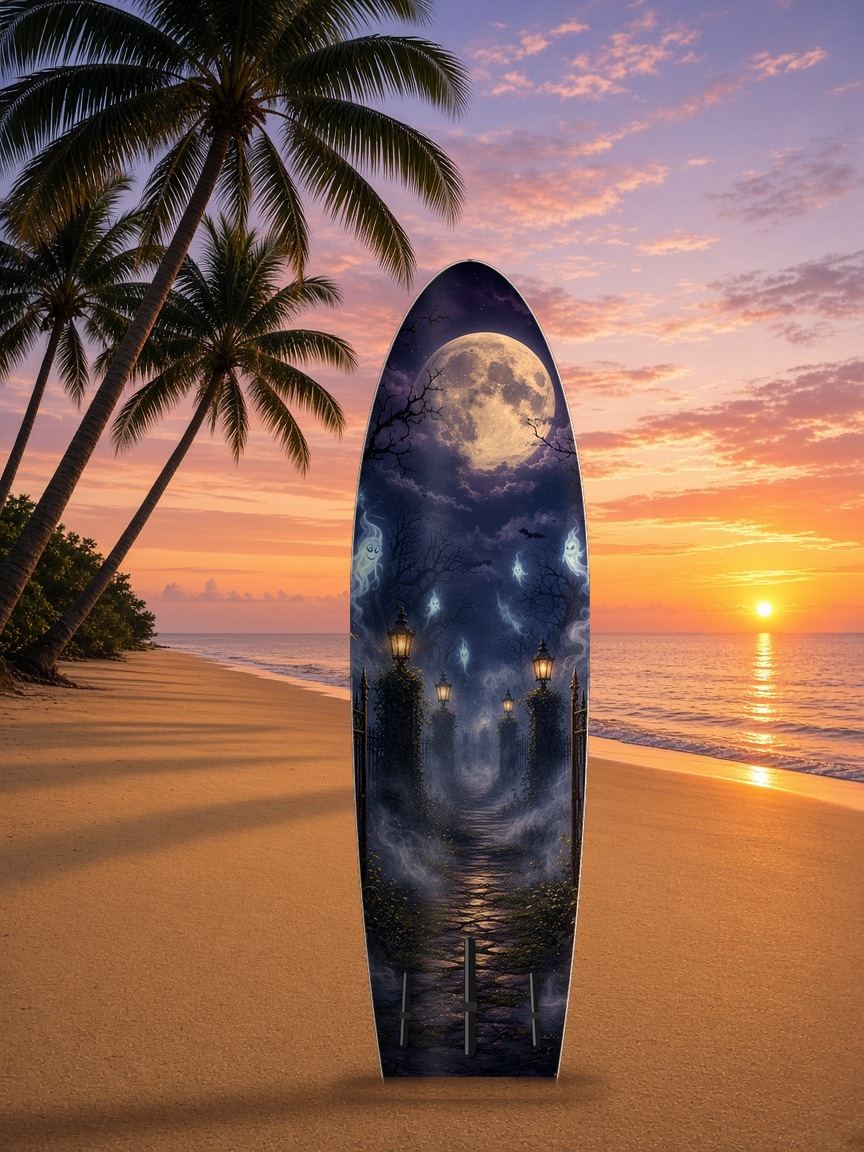 Haunted Manor Ghosted paddleboard wrap, bottom side