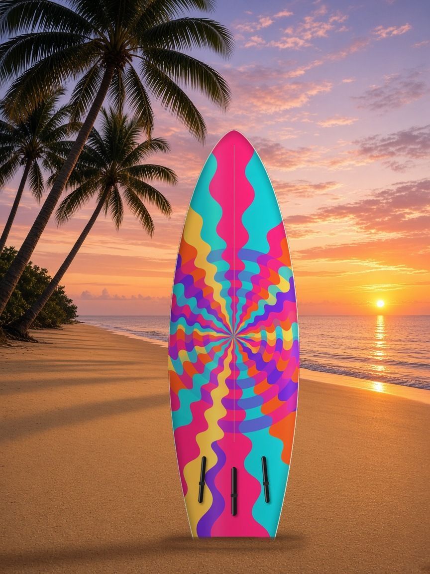 Heat Wave surfboard wrap, bottom side, Summer Water collection