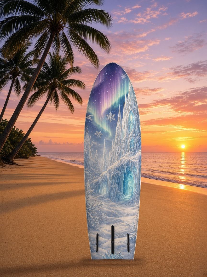 Ice Queen Palace Frost Stag paddleboard wrap, bottom side