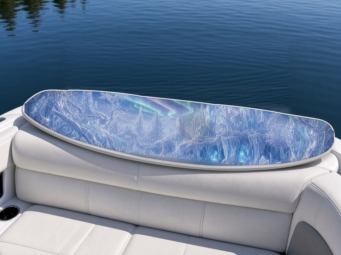 Ice Queen Palace Frost Stag wakeboard, on the boat wrap, bottom side