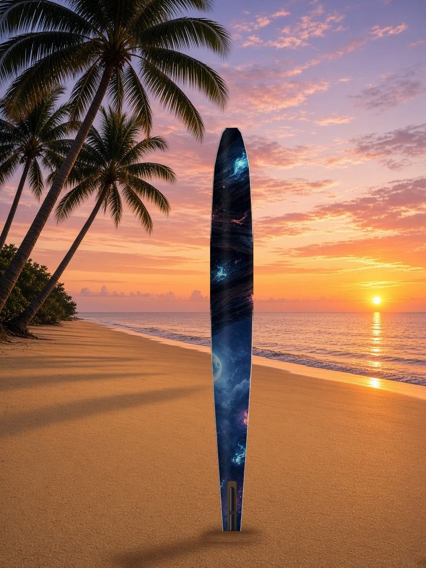 Kitsune Rooftop Moon slalom ski wrap, bottom side