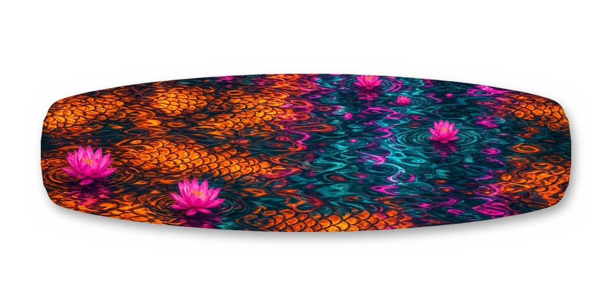 Koi Canal Lotus wakeboard, studio shot wrap, bottom side