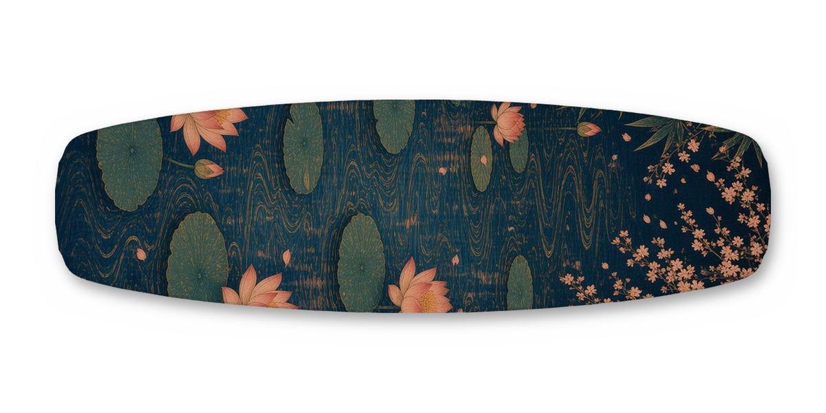 Koi Waterfall Ascent wakeboard, studio shot wrap, bottom side