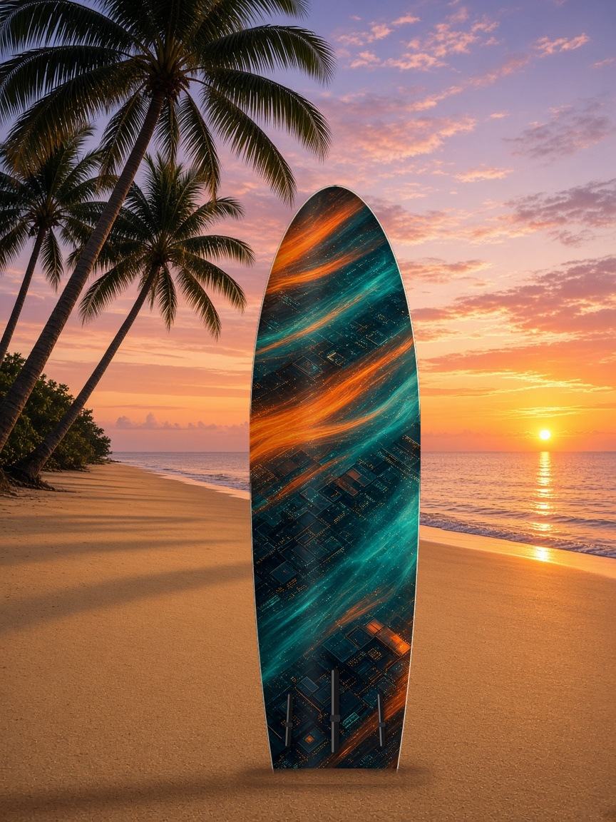 Maglev Night Run paddleboard wrap, bottom side