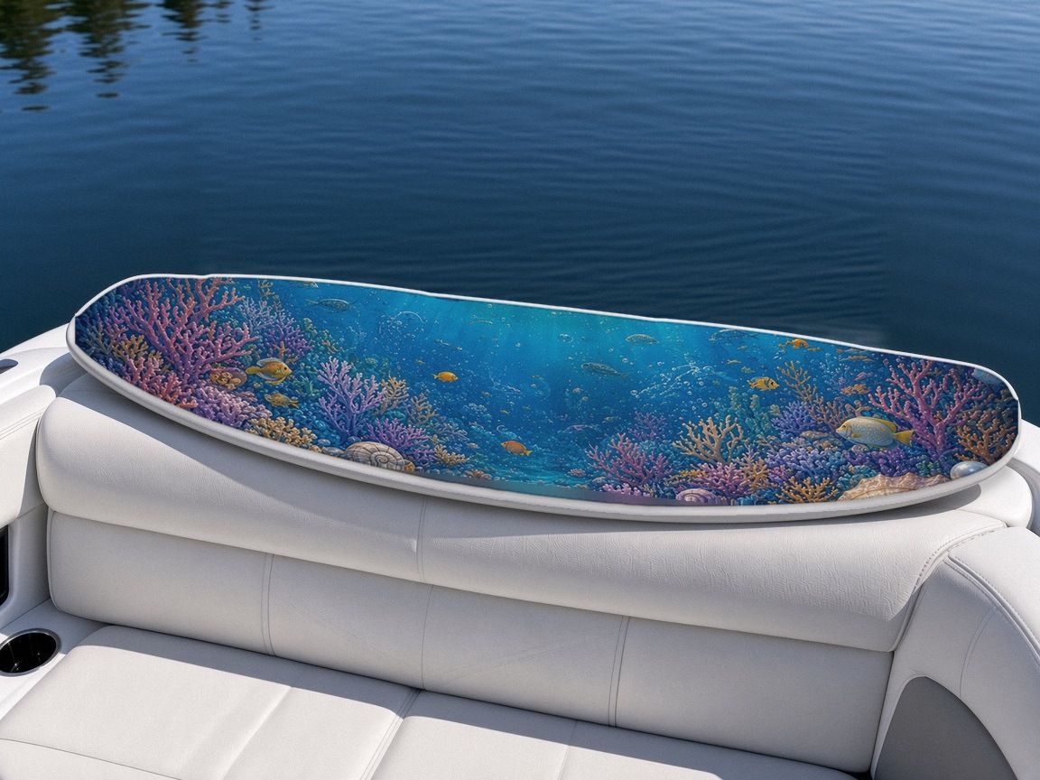 Mermaid Sea King Coral Kingdom wakeboard, on the boat wrap, bottom side
