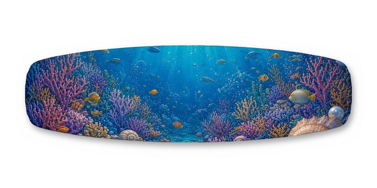 Mermaid Sea King Coral Kingdom wakeboard, studio shot wrap, bottom side
