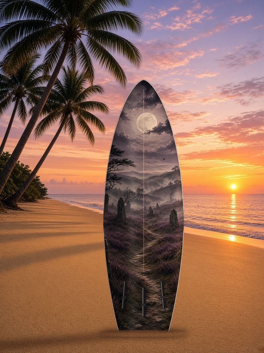 Moor Ruined Abbey surfboard wrap, bottom side