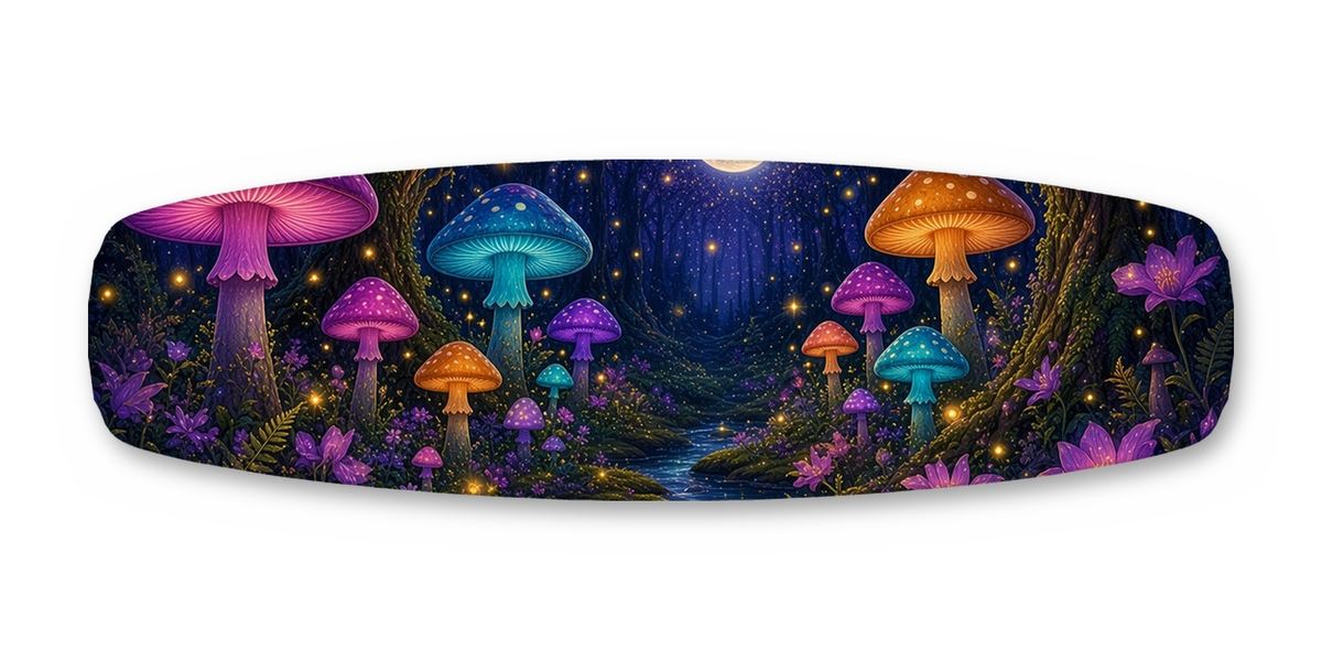 Mushroom Grove Unicorn wakeboard, studio shot wrap, bottom side