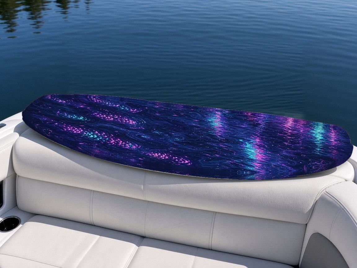 Neon Koi Skyline wakeboard, on the boat wrap, bottom side